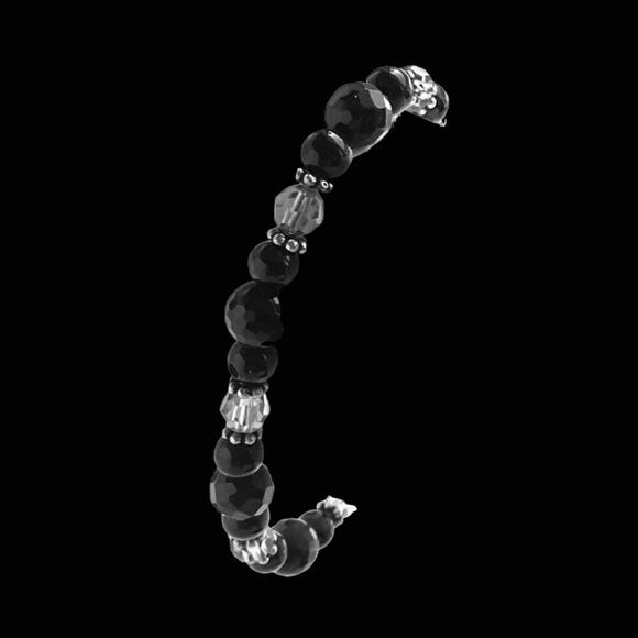 OM# Lovely Sterling 925 Silver with ONYX , Amber& Crystals 7” Bracelet - Picture 2 of 10